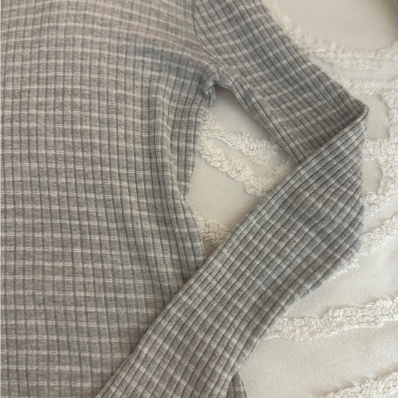 Frame Denim Light Gray and White stripe Knit Top - Picture 5 of 7